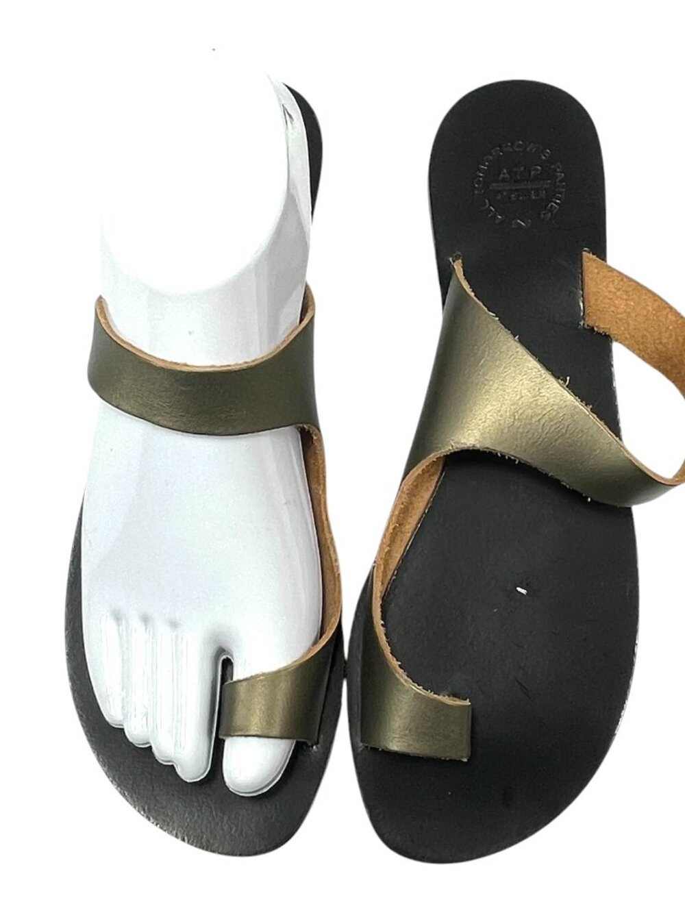 ATP ATELIER Gold Bronze Toe Loop Flip Flop Sandals Womens 39 9